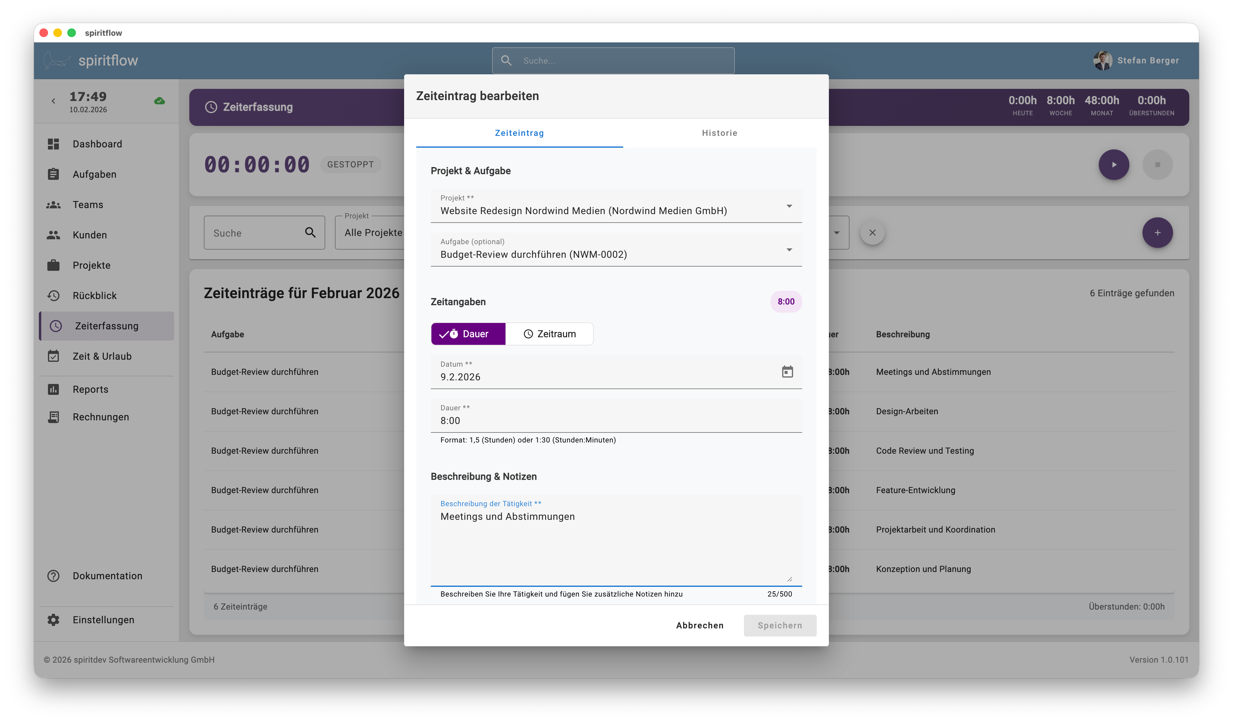 spiritflow Zeiterfassung